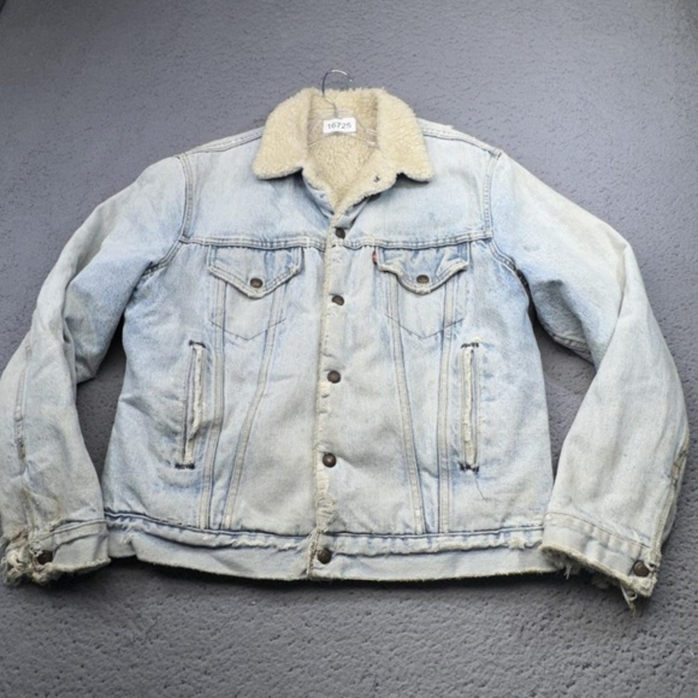 Vintage Levis Jacket Mens Large Blue Denim Sherpa Lined Trucker‎ Button Bomber